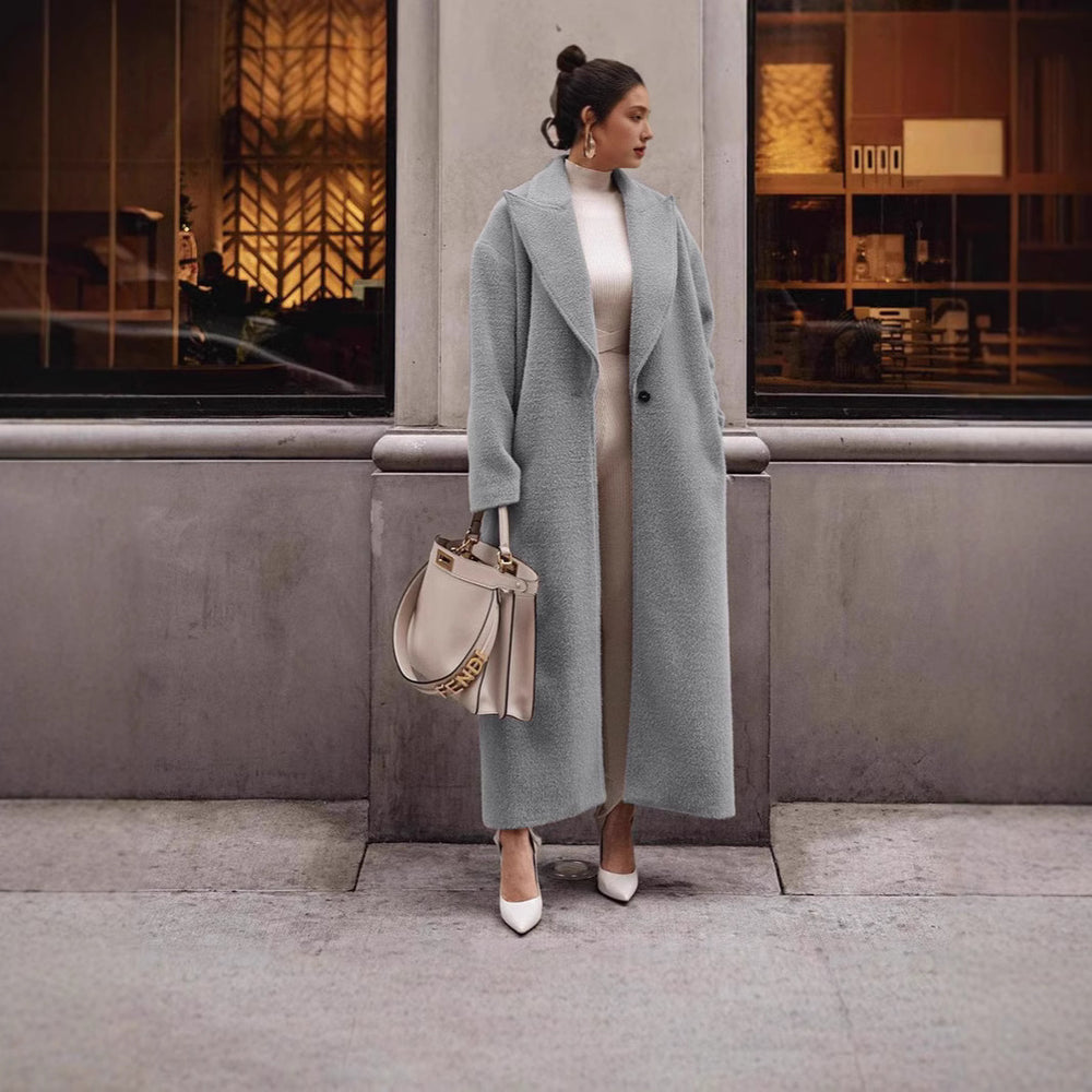 Damen Eleganter und warmer Wollmantel mit schmalem Schnitt Heidi-Mode