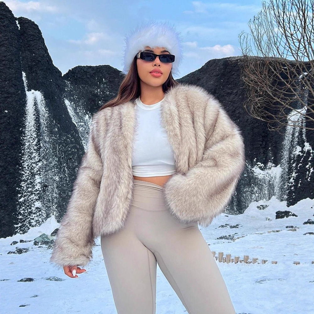 Damen Trendige und flauschige Kunstpelzjacke Heidi-Mode
