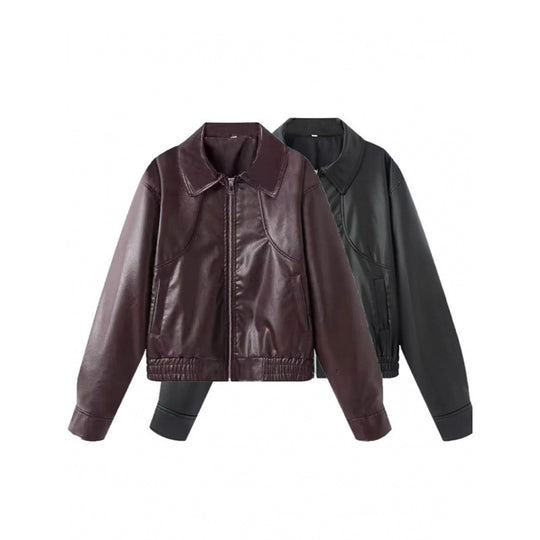 Damen modische Kunstlederjacke mit raffinierter Passform Heidi-Mode