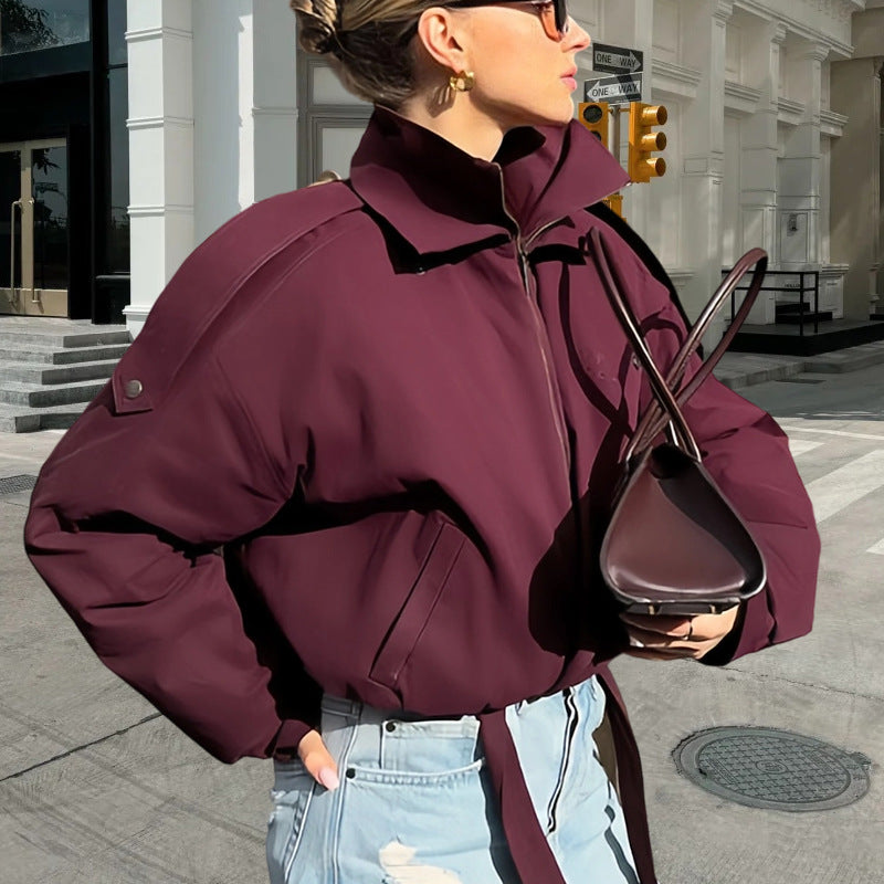 Damen Urbaner Parka mit hohem Stehkragen und innovativem Schnitt Heidi-Mode