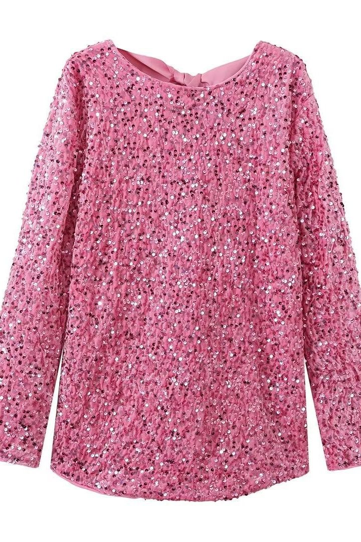 Heidi-Mode | Langarm Loser Paillettenkleid