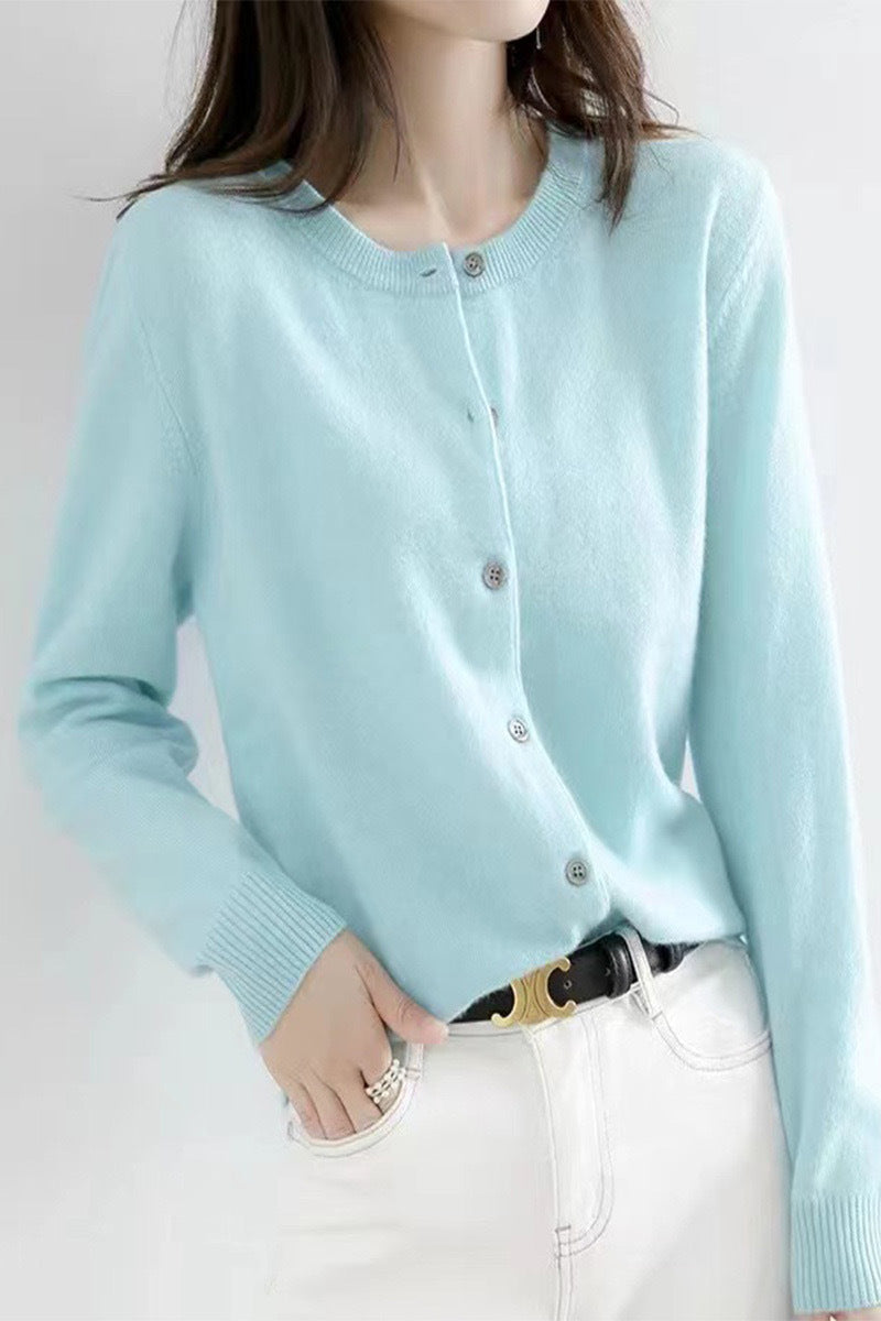 Damen Feinstrick Cardigan mit Knopfleiste und weichem Material Heidi-Mode