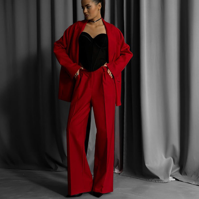 Damen elegantes Blazer-Set mit weitem Schnitt Heidi-Mode