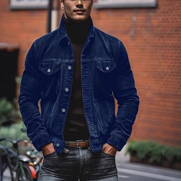 Herren Cordjacke im Vintage-Stil mit aufgesetzten Taschen Heidi-Mode