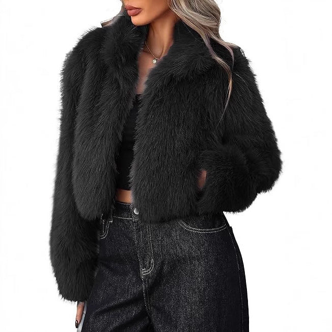 Damen Kurze Kunstpelzjacke mit weichem Fell und eleganter Silhouette Heidi-Mode