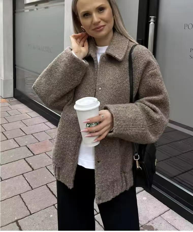 Damen gemütliche Oversized-Jacke aus hochwertigem Teddy-Material Heidi-Mode