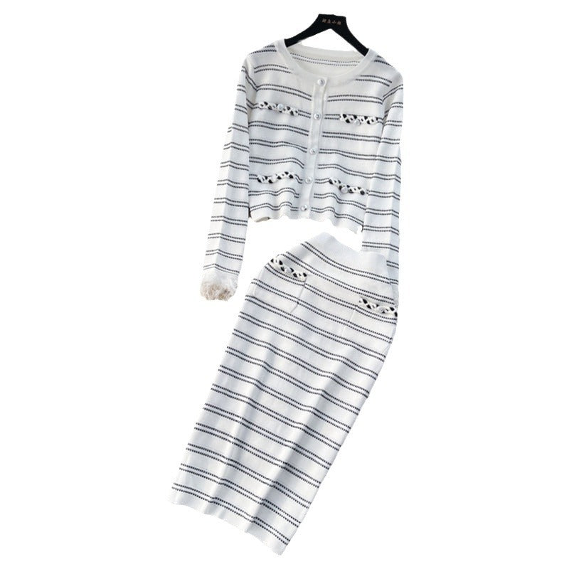 Damen eleganter Strickanzug mit Reißverschluss Heidi-Mode