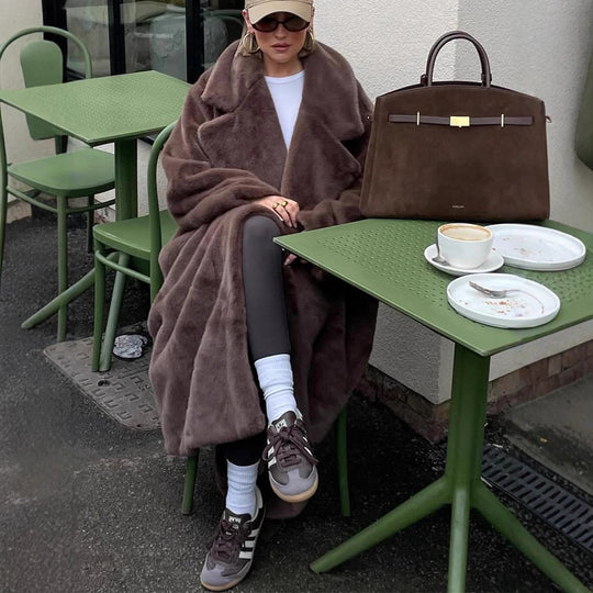 Damen Oversized Kunstfellmantel Heidi-Mode