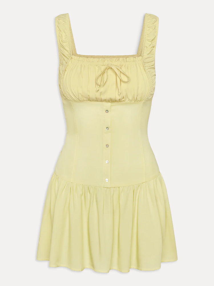 Damen Minikleid mit Rüschendetails und dekorativem Knoten Heidi-Mode