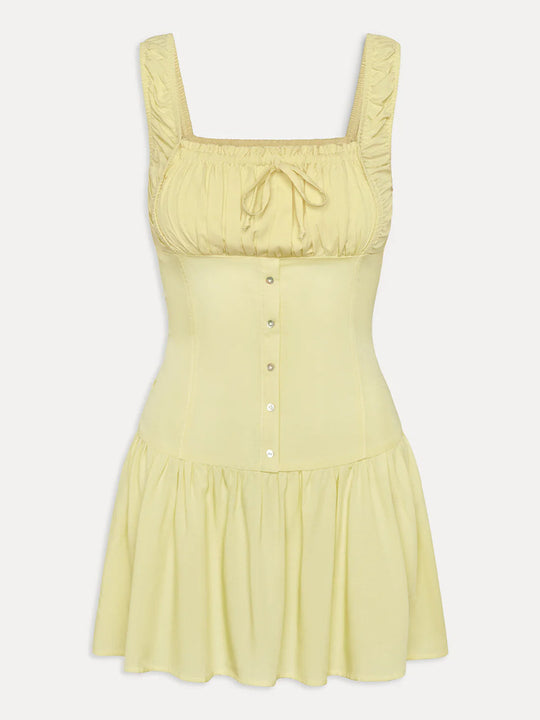 Damen Minikleid mit Rüschendetails und dekorativem Knoten Heidi-Mode