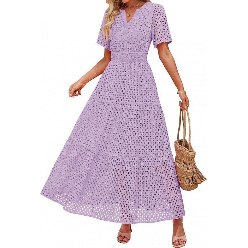 Damen Maxikleid mit gehäkeltem Muster Heidi-Mode