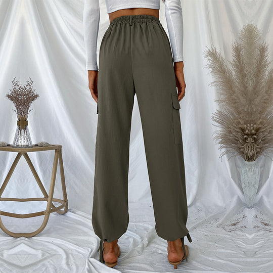 Damen Cargo-Hose mit verstellbarem Bund und seitlichen Taschen Heidi-Mode