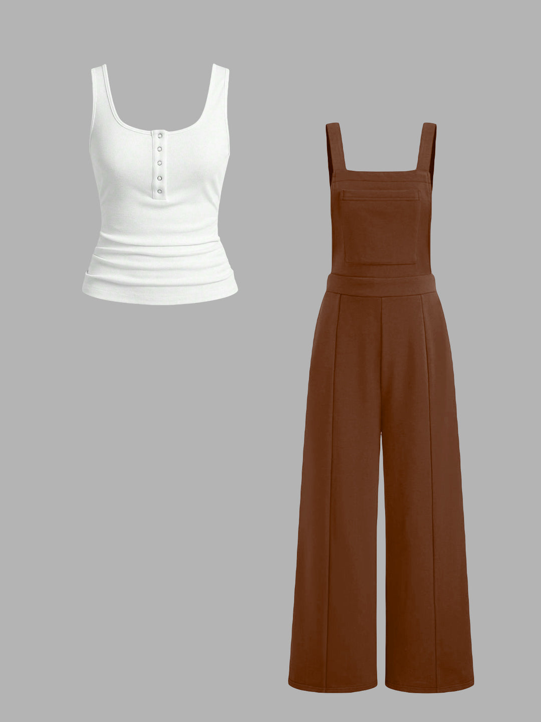 Damen lässiger Tank-Top und weit geschnittenen Latzhose Set Heidi-Mode