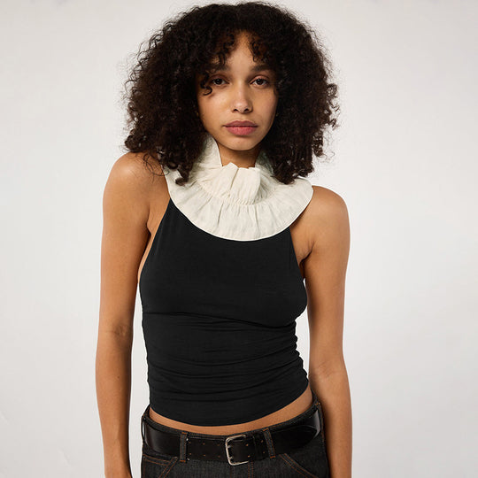 Damen Top mit voluminösem Kragen und figurschmeichelndem Schnitt Heidi-Mode