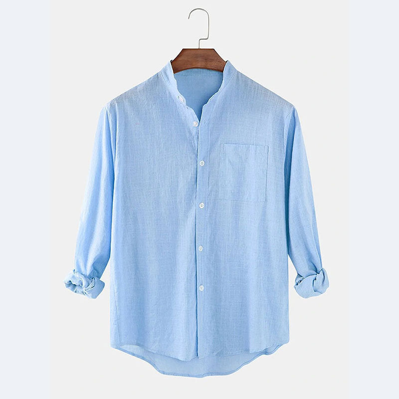 Herren Lässiges Langarmhemd aus leichtem Leinen Heidi-Mode