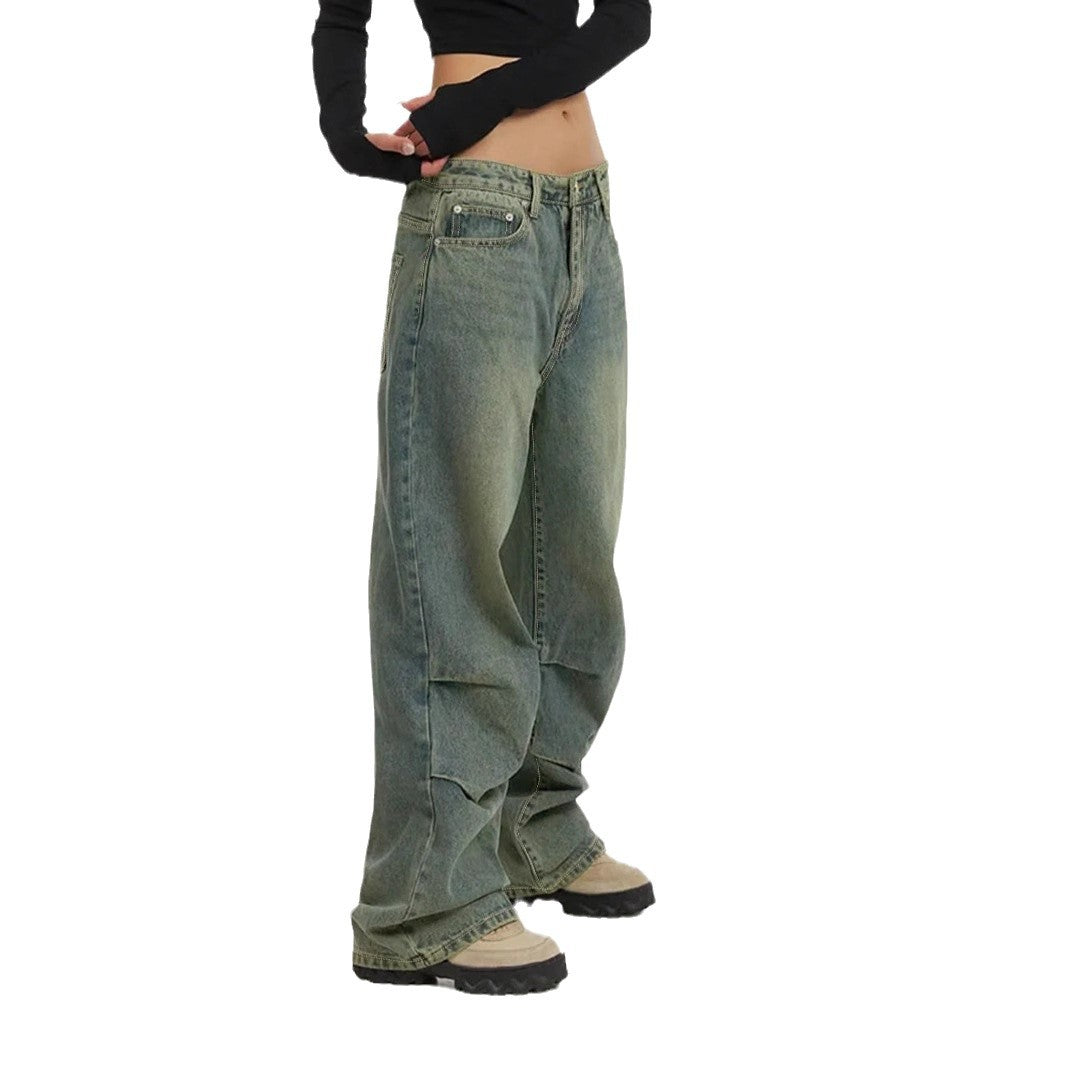 Damen Baggy-Jeans mit hohem Taillenbund und weiten Beinen Heidi-Mode