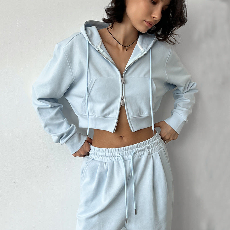 Damen Cropped Hoodie und entspannte Jogginghose Set Heidi-Mode
