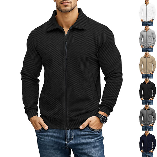 Herren bequeme und stylische Kapuzenjacke mit strukturiertem Gewebe Heidi-Mode