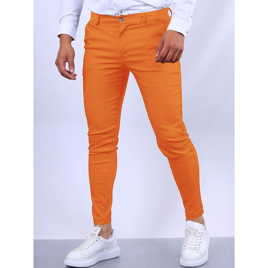 Herren Slim Fit Trousers aus elastischem Material mit seitlichen Taschen Heidi-Mode