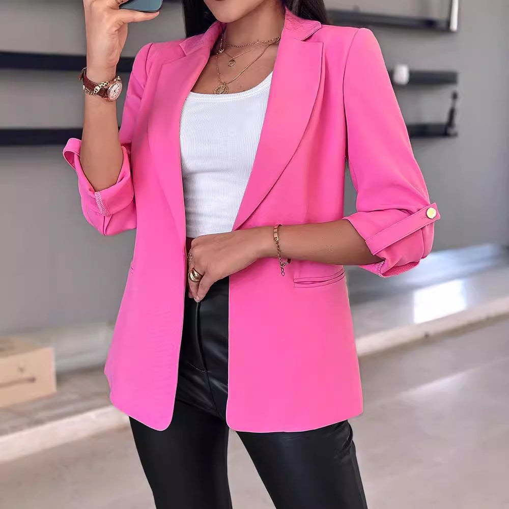 Damen klassischer Blazer mit modischen Ärmeln und seitlichen Taschen Heidi-Mode