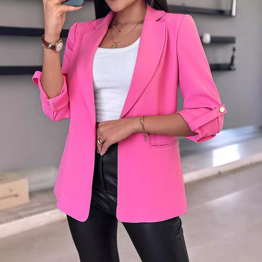 Damen klassischer Blazer mit modischen Ärmeln und seitlichen Taschen Heidi-Mode