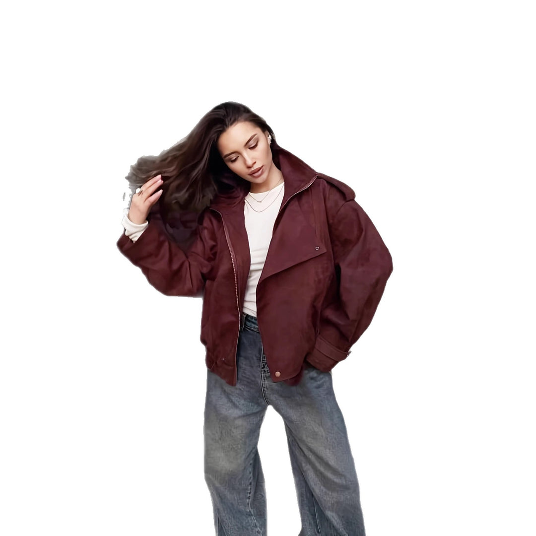 Damen modische Steppjacke mit hohem Kragen und seitlichen Taschen Heidi-Mode