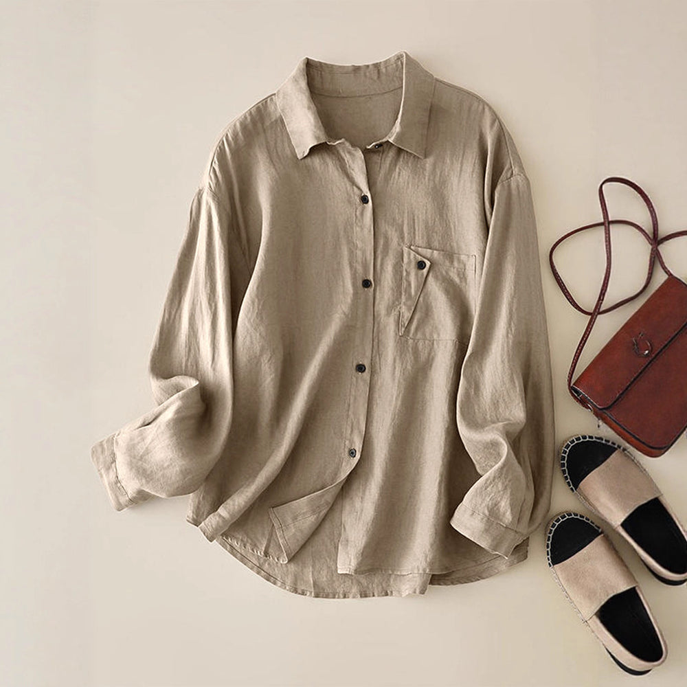 Damen Leichtes Hemd mit lässigem Schnitt und Brusttasche Heidi-Mode