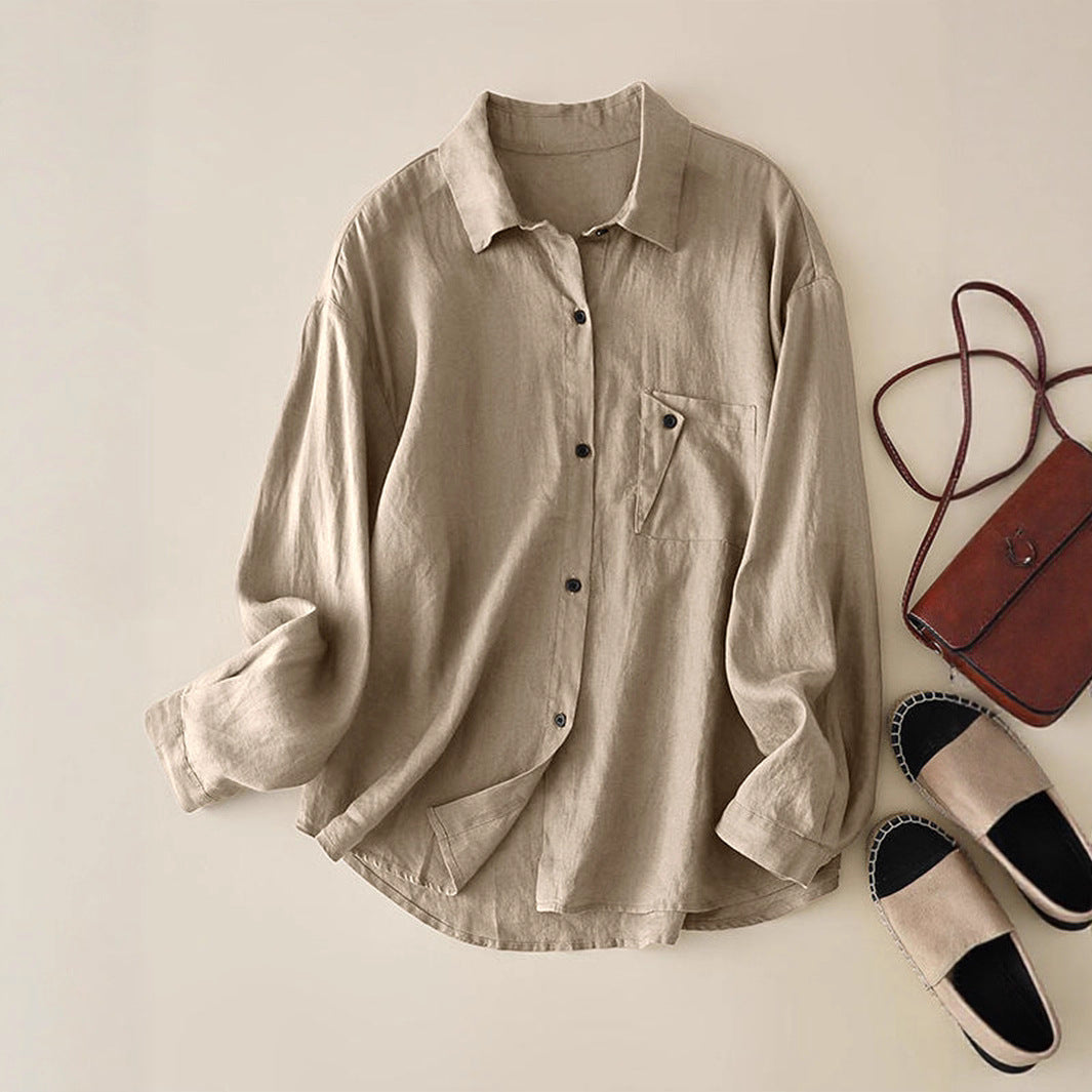 Damen Leichtes Hemd mit lässigem Schnitt und Brusttasche Heidi-Mode