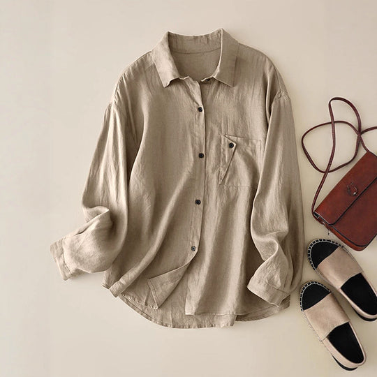 Damen Leichtes Hemd mit lässigem Schnitt und Brusttasche Heidi-Mode