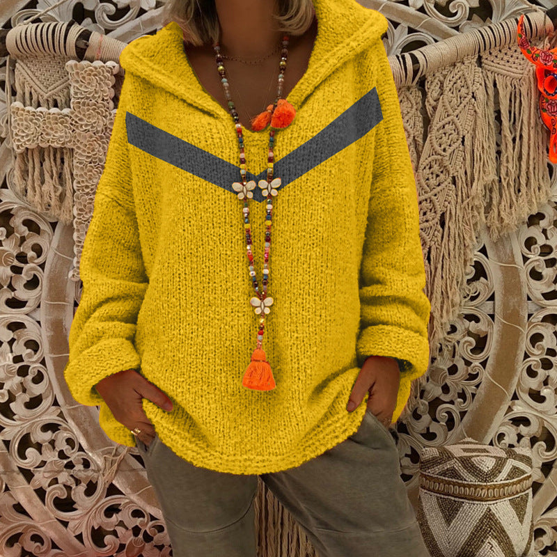Damen lässiger Kuschel-Hoodie mit tiefem V-Ausschnitt und teilweisen Glitzer-Details Heidi-Mode