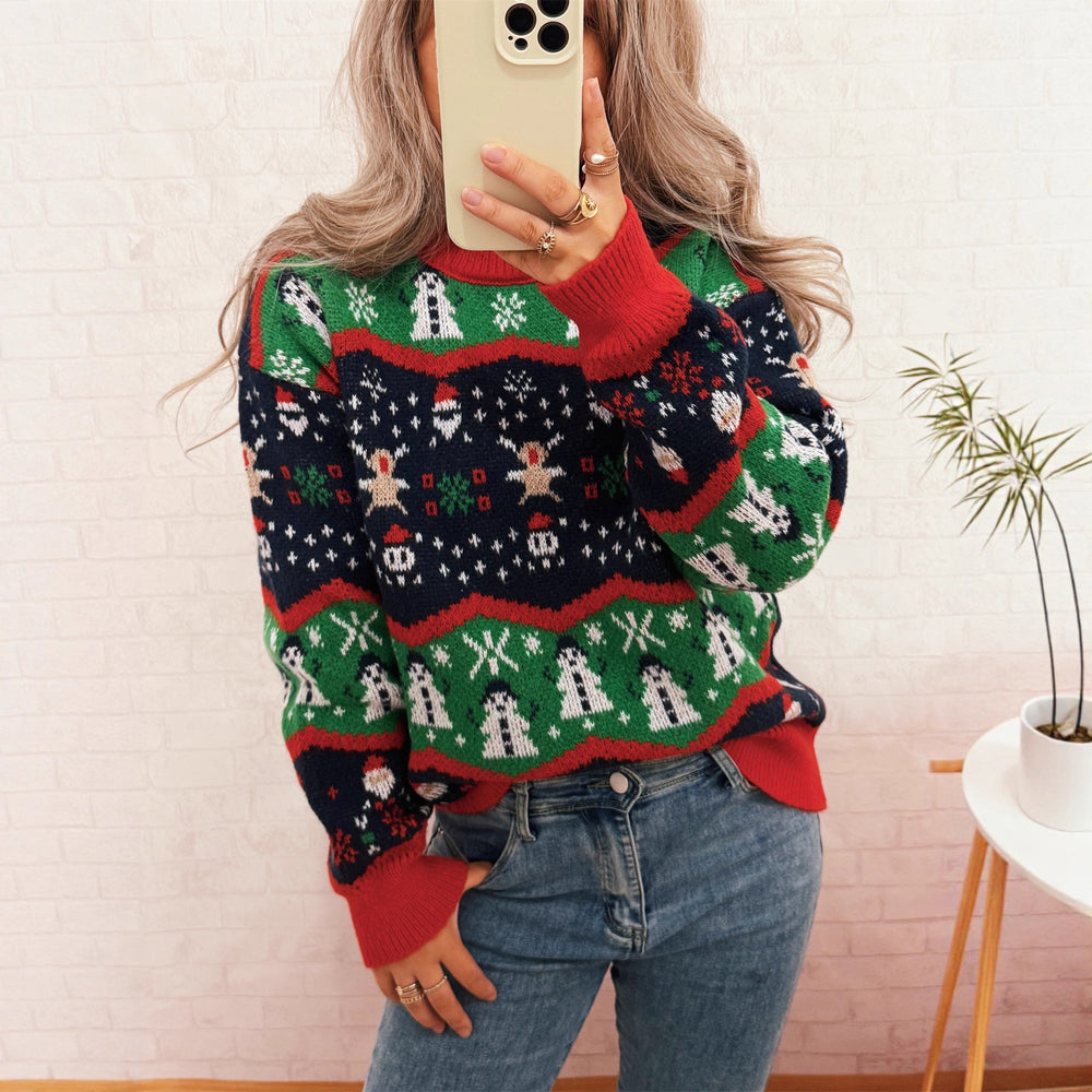 Damen Weihnachtspullover mit fröhlichem Motiv und lässigem Schnitt Heidi-Mode