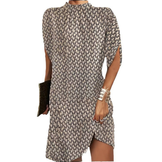 Heidi-Mode | Chic Fashion Lockere Fledermausärmel Rundhals Kleid