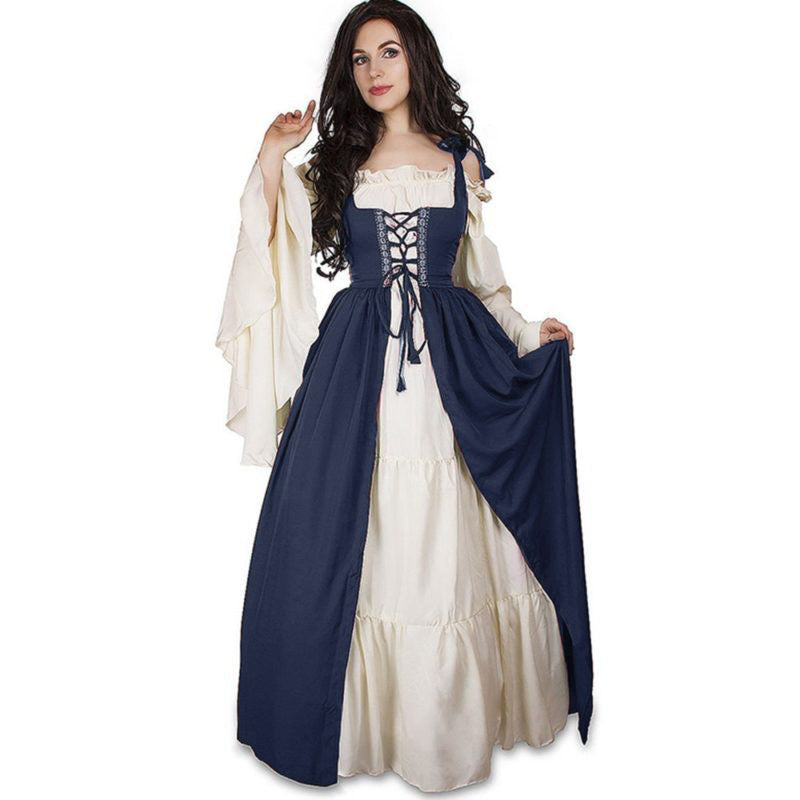 Damen historisches Kleid mit romantischem V-Ausschnitt und voluminösen Ärmeln Heidi