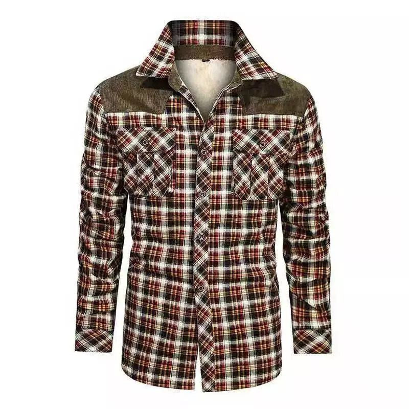 Herren warme Flanellhemdjacke mit gefütterten Taschen Heidi-Mode