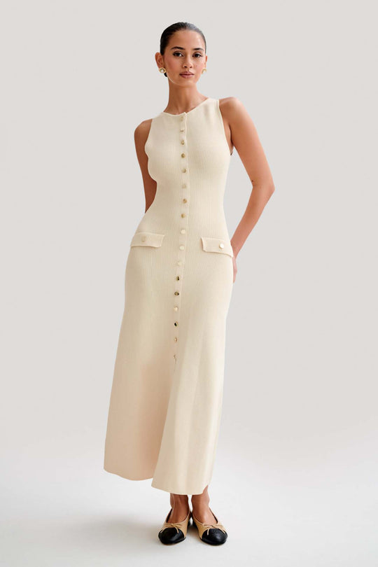 Damen Langes Wickelkleid mit Knopfdetails und praktischen Taschen Heidi-Mode