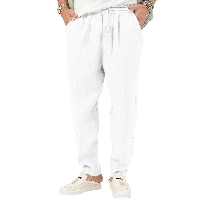 Herren Leichte Leinenhose mit elastischem Bund und praktischen Eingrifftaschen Heidi-Mode