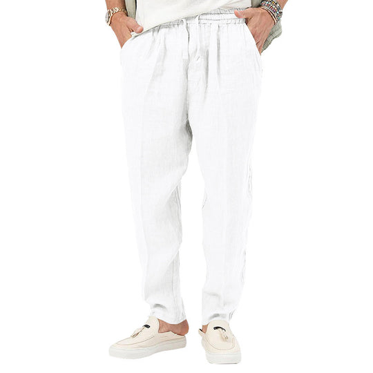 Herren Leichte Leinenhose mit elastischem Bund und praktischen Eingrifftaschen Heidi-Mode