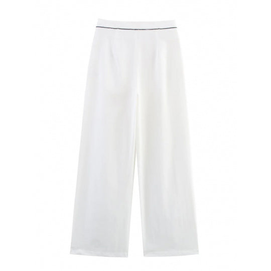 Damen weite Hochkannt-Hose mit eleganter Bundverzierung Heidi-Mode
