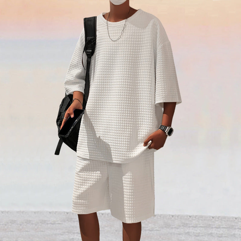 Herren Freizeitsport Set aus locker sitzendem Oberteil mit atmungsaktiven Shorts Heidi-Mode