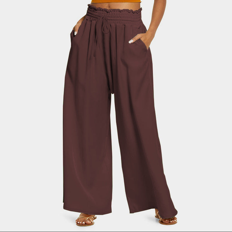 Damen Weite Palazzo-Hose mit elastischem Bund und praktischen Taschen Heidi-Mode