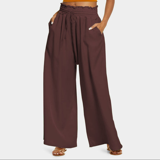 Damen Weite Palazzo-Hose mit elastischem Bund und praktischen Taschen Heidi-Mode