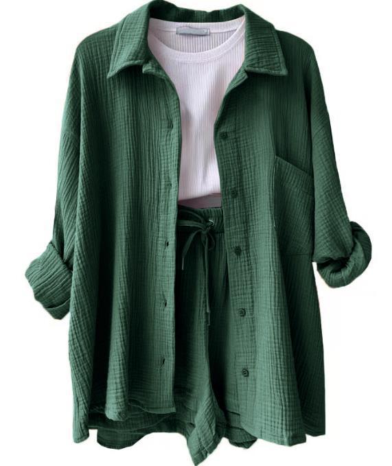 Damen lässige Oversized-Hemdjacke mit Gürtel Heidi-Mode