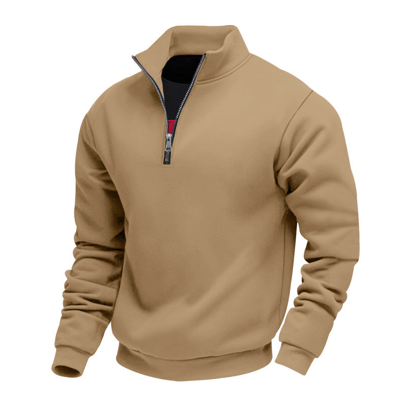 Herren sportlicher Sweatshirt mit modernem Stehkragen und Reißverschluss Heidi-Mode
