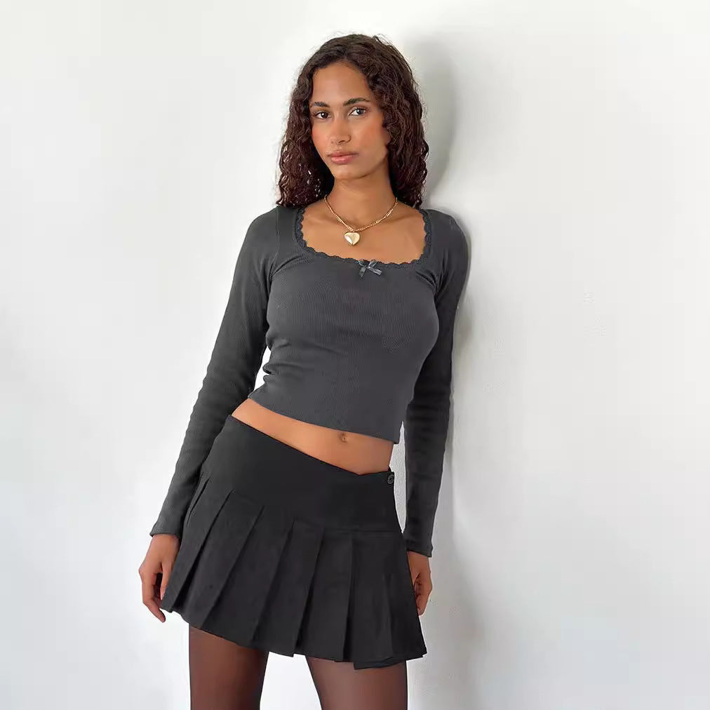 Damen Langarmshirt mit eleganter Rüsche und körpernaher Passform Heidi-Mode