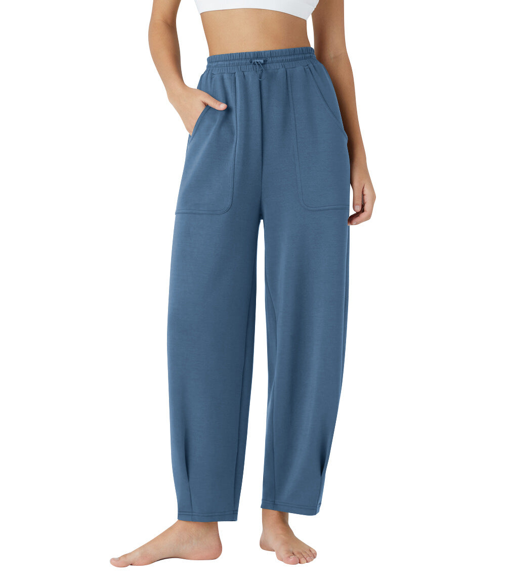 Damen weite Freizeithose mit elastischem Bund und praktischen Taschen Heidi-Mode