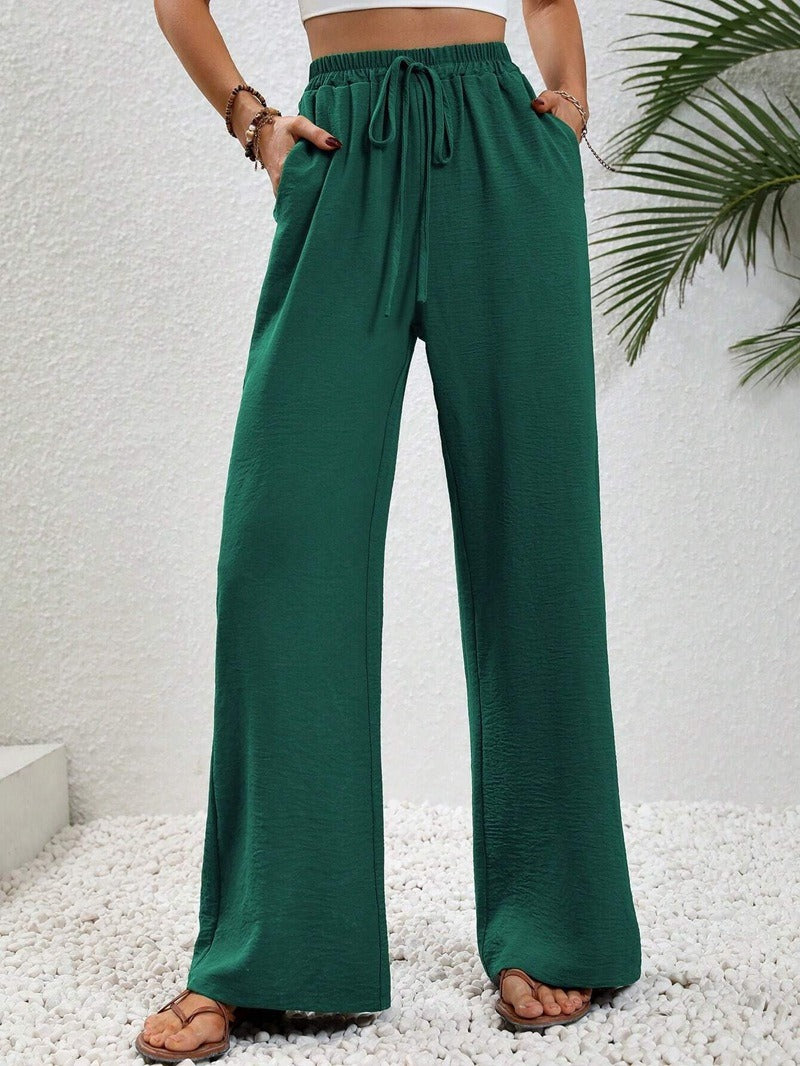 Damen Weite Sommerhose mit elastischem Bund und Tasche Heidi-Mode