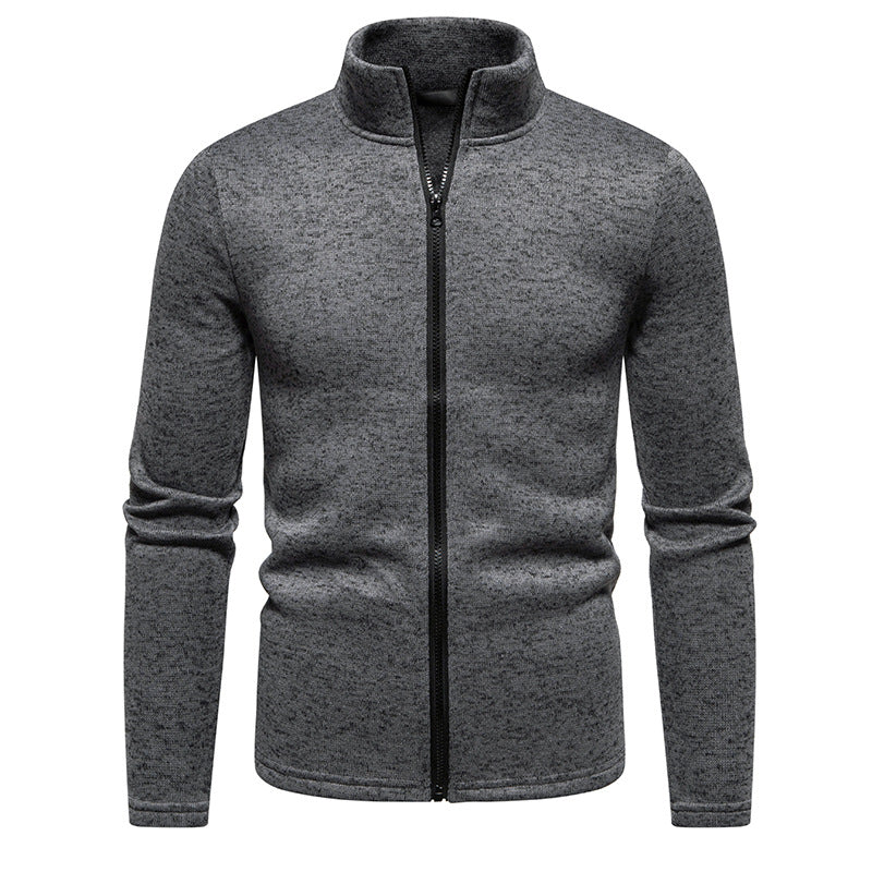 Herren Fleecejacke mit hochschließendem Kragen und durchgehendem Reißverschluss Heidi-Mode