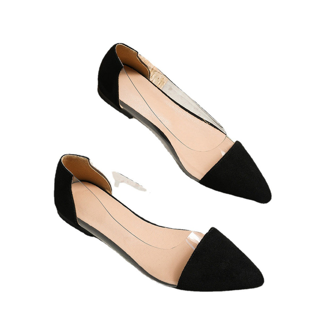 Damen Ballerinas mit transparentem Einschnitt und trendigem Schlangenmuster Heidi-Mode
