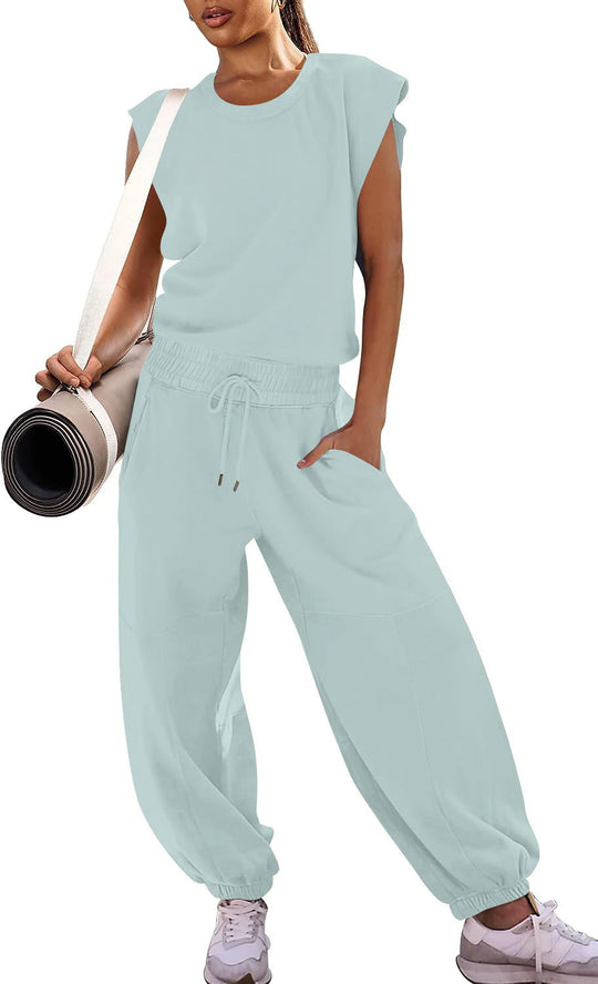 Damen lässiger Sweatanzug mit weiter Silhouette und elastischem Bund Heidi-Mode
