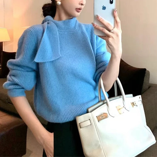Damen Strickpullover mit verspieltem Kragen und modernem Rippdesign Heidi-Mode